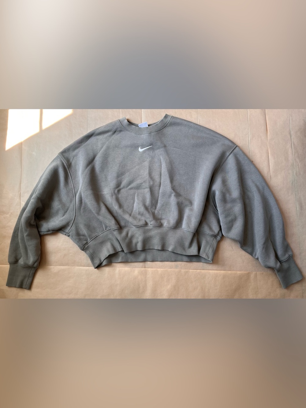 Women’s Nike Cropped and Oversized Pullover Sweatshirt - Olive Green